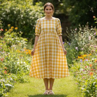 Mușelină Double sided CHECKS MINI ochre