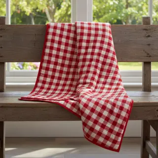 Mușelină Double sided CHECKS MINI red