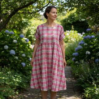 Mușelină Double sided CHECKS pink