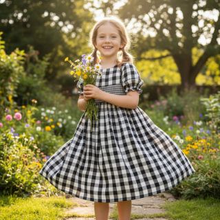 Mușelină Double sided CHECKS MINI black