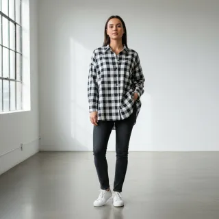 Mușelină Double sided CHECKS MINI black