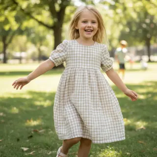 Mușelină Double sided CHECKS MINI beige