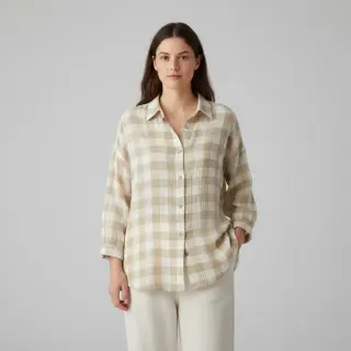 Mușelină Double sided CHECKS MINI beige