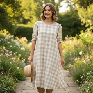 Mușelină Double sided CHECKS MINI beige