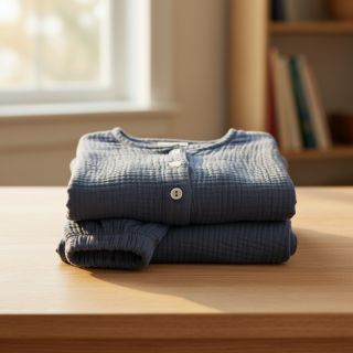 Mușelină jeans blue ORGANIC