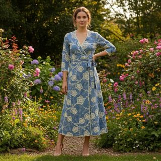 Țesătură din bumbac JEANS EMBROIDERY Flora design D