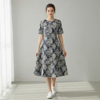 Țesătură din bumbac JEANS EMBROIDERY Niva design A