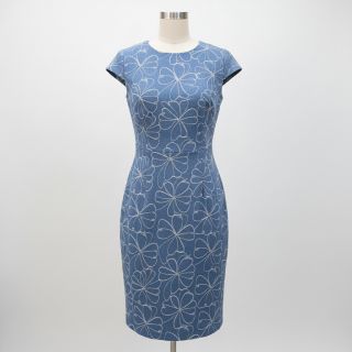 JEANS DENIM JACQUARD Flowers indigo