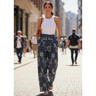 Țesătură din bumbac JEANS EMBROIDERY Square dark blue