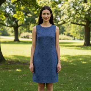 JEANS 9,5 OZ Embossed Flowers dark blue