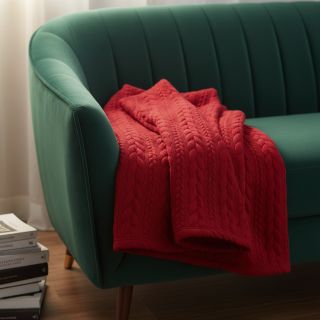 Tricot Knitted jacquard Cably dark red