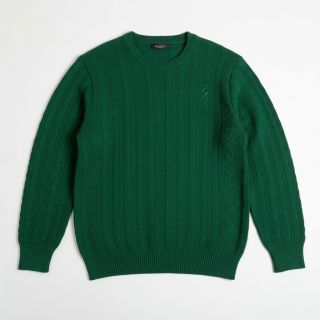 Tricot Knitted jacquard Cable forest green