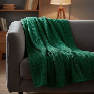 Tricot Knitted jacquard Cable forest green