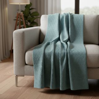 Tricot Knitted jacquard Diamond ocean blue