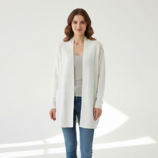 Tricot Knitted jacquard Cable white