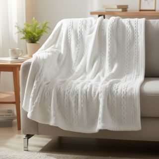 Tricot Knitted jacquard Cable white