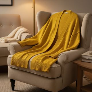 Țesătura tricotata BIG KNIT DOT ochre