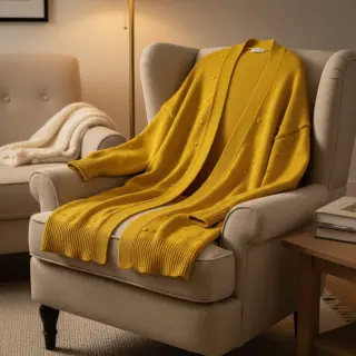 Țesătura tricotata BIG KNIT DOT ochre