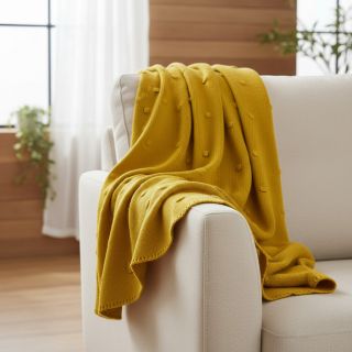 Țesătura tricotata BIG KNIT DOT ochre