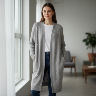 Țesătura tricotata BIG KNIT DOT grey