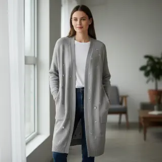 Țesătura tricotata BIG KNIT DOT grey