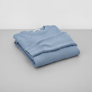 Țesătura tricotata BIG KNIT DOT blue