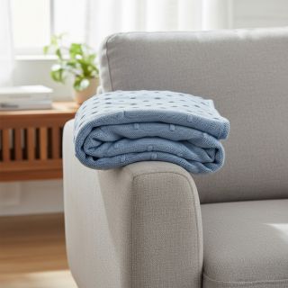 Țesătura tricotata BIG KNIT DOT blue