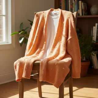 Țesătura tricotata BIG KNIT DOT peach