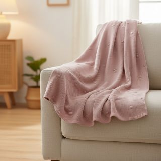 Țesătura tricotata BIG KNIT DOT old pink