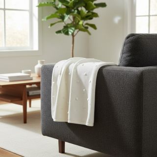 Țesătura tricotata BIG KNIT DOT off white