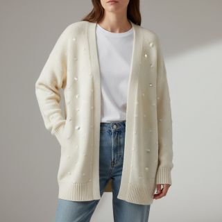 Țesătura tricotata BIG KNIT DOT off white