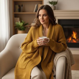 Țesătura tricotata BIG KNIT mustard