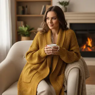Țesătura tricotata BIG KNIT mustard