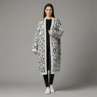 Tricot Knitted jacquard Comfy Blurry Ikat grey