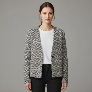 Tricot Knitted jacquard Comfilia Zigzag wavy brown