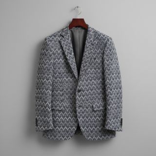 Tricot Knitted jacquard Comfilia Zigzag wavy blue