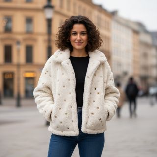 Stofă palton TEDDY Tossed hearts gold