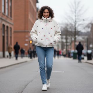 Stofă palton TEDDY Tossed hearts multi