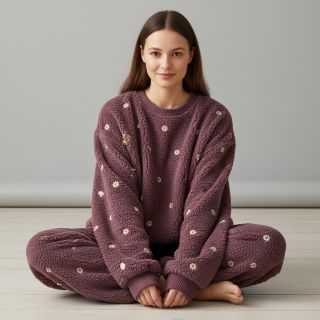 Stofă palton TEDDY EMBROIDERY Mini rosewood