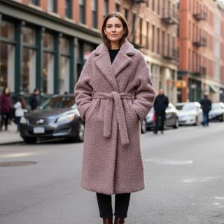 Stofă palton TEDDY dark powder