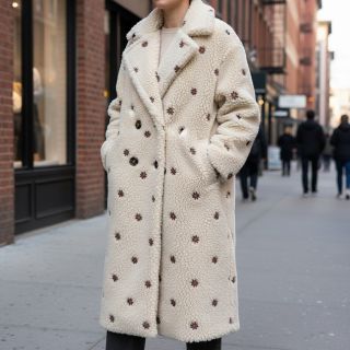 Stofă palton TEDDY EMBROIDERY Mini ecru