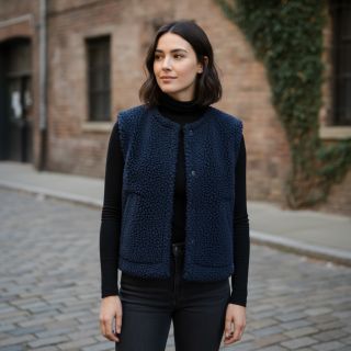 Stofă palton TEDDY navy