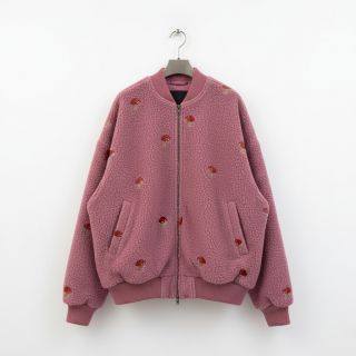 Stofă palton EMBROIDERY Little mushrooms old pink