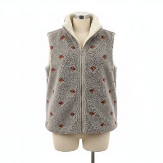 Stofă palton EMBROIDERY Little mushrooms pebble