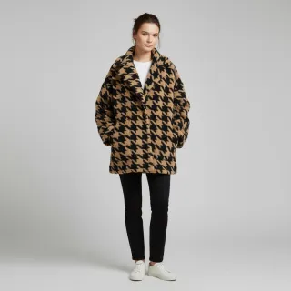 Stofă palton TEDDY JACQUARD PIED DE POULE camel