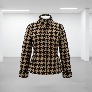 Stofă palton TEDDY JACQUARD PIED DE POULE camel