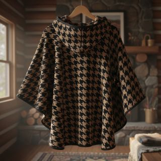 Stofă palton TEDDY JACQUARD PIED DE POULE camel