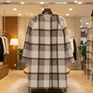 Stofă palton Bouclé Squares design C