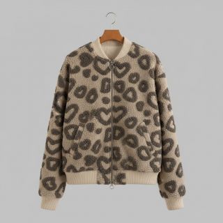 Stofă palton TEDDY Hearts sand