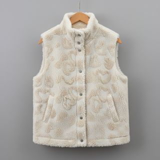Stofă palton TEDDY Hearts off white